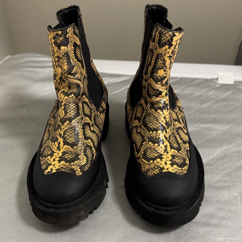 Aquatalia Snake Print Chelsea Ankle Boots